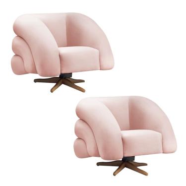 Imagem de Poltrona Giratória Orgânica com Balanço kit 2 Tana Bouclê E03 - D`Rossi