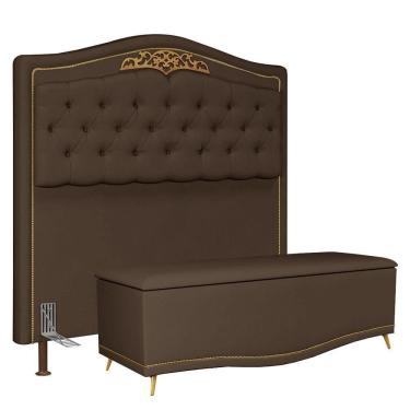 Imagem de Cabeceira Casal King 195Cm Com Calçadeira Baú J02 Chocolate