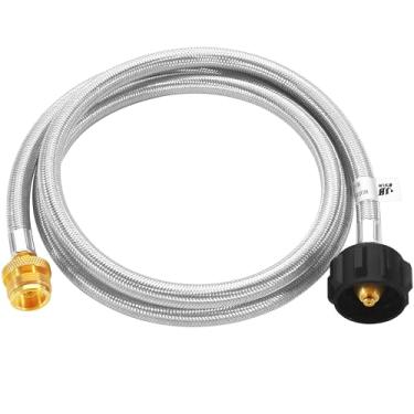 Imagem de GGC Mangueira adaptador de propano trançado de aço inoxidável de 6 metros, conversão de propano de 0,5 kg a 9,0 kg para tanque tipo 1 LP/QCC1, aparelho portátil em massa e grade a gás certificada pela CSA
