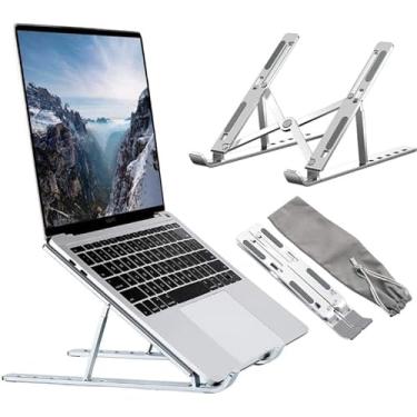 Imagem de Suporte De Notebook De Alumínio Ajustável Para Notebook De 6 Ângulos Ajustável De Alumínio Dobrável E Ergonômico Para Desktop Portátil Compatível Com Macbook, Ipad, Hp, Dell, Lenovo 10-17 Polegadas