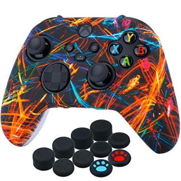 Imagem de YoRHa Capa espessa com impressão de silicone para controle Xbox Series X/S x 1 (feixe noturno) com alças de polegar x 10