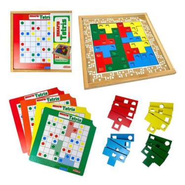 Imagem de Desafio Tetris Cores Brinquedo Educativo Madeira Carimbras 3 anos