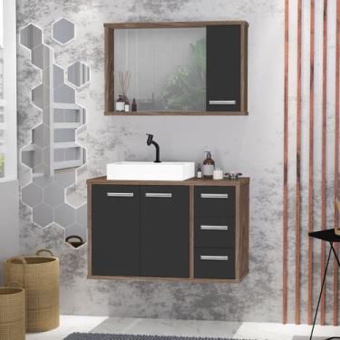 Imagem de Gabinete para Banheiro com Cuba de Sobrepor e Espelheira 80cm Turin - 