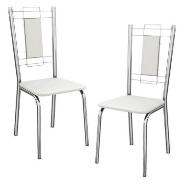 Imagem de Kit 2 Cadeiras Cromada Sala Jantar 2c005cr Corino Kappesberg Branco