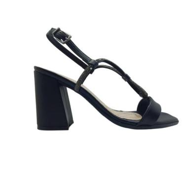 Imagem de Sandalia feminina ramarim 41201 salto bloco 9 centimetros, 36, Preto