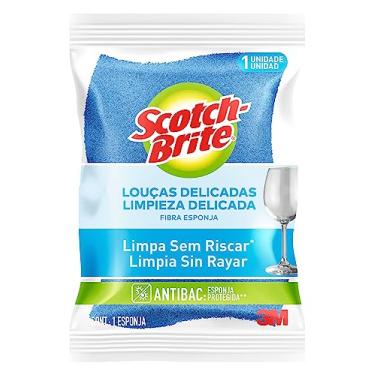 Imagem de SCOTCH-BRITE 3M Esponja Não Risca Louças Delicadas Cor Azul 1 Unidade