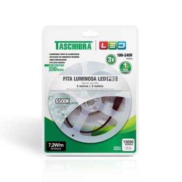 Imagem de Fita de Led Taschibra com 5 metros 7,2W Bivolt, 6500K - Luz Branca