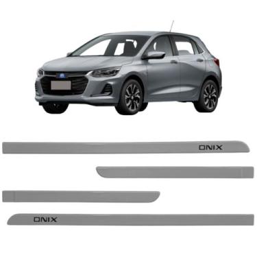 Imagem de Jogo Friso Slim Lateral Chevrolet Onix Original com Grafia, Prata Shar