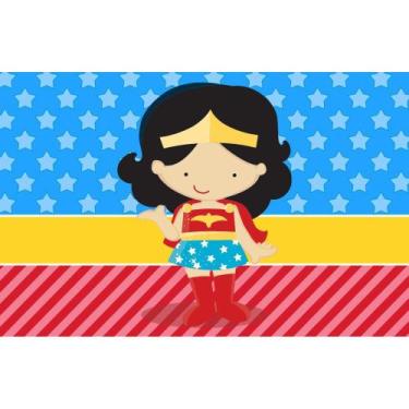 Imagem de Painel De Lona Menina Maravilha Cute - Fabrika de Festa, 150x100cm