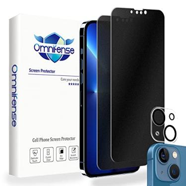 Imagem de Omnifense Matte Privacy Plastic Screen Protector Designed for iPhone 13 (6.1") 2 Pack + Camera lens Protector 1 Pack, 2 Way Anti Spy Anti Glare Anti Fingerprint Screen Film and Tempered Glass Camera Cover Film for Apple 13