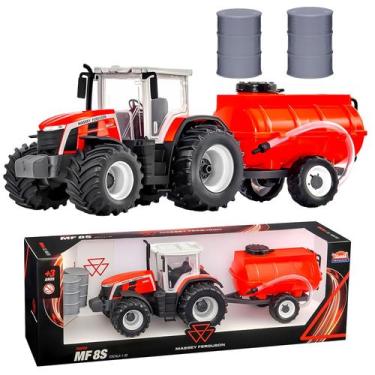Imagem de Brinquedo Trator Tanque Vermelho Massey Ferguson Miniatura Escala 1:30