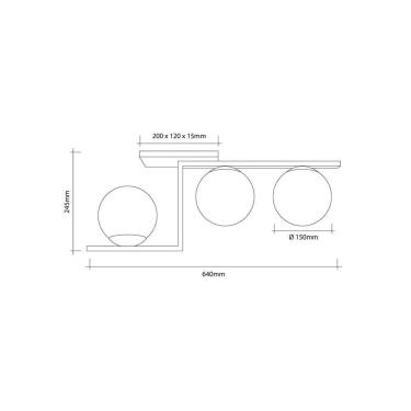 Imagem de Lustre Plafon Havana 3 Startec Preto 64Cm - Alumínio E Vidro