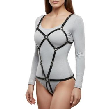 Imagem de Harness Tiazinha BY003 Couro Legítimo - Blood Art, Preto, M