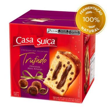 Imagem de Panettone Recheado Trufado com Chocolate Meio Amargo Casa Suiça  500g 