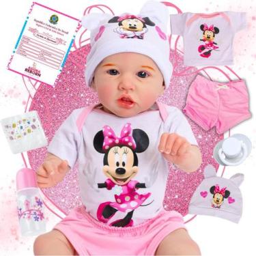 Imagem de Reborn Bebê Boneca Realista Saskia Minnie Bolsa Maternidade RecémNasci