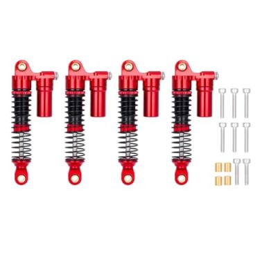 Imagem de TRX4M Brass & Aluminium Shocks 53mm/59mm/66mm/78mm Long Threaded Shock Absorber Oil Damper for TRX-4M 1/18 RC Crawler Upgrades (Red,53mm)