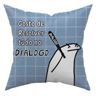 Imagem de Almofada Avulsa Cheia Flork Meme Humor c/ Frases 45cm x 45cm com Refil