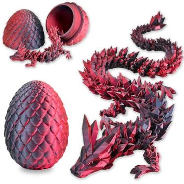 Imagem de Dragon Egg LOCYFENS Dragão de cristal impresso em 3D preto vermelho