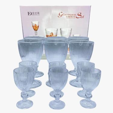 Imagem de Jogo de Taças Lapidadas Design Sofisticado e Alta Qualidade  6 Taças para Bebidas + 6 Taças para Shots