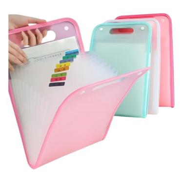 Imagem de Pasta Sanfonada A4 com 12 Divisórias Capa Dura Fechamento por Elástico e Etiquetas Organize Documentos Provas e Trabalhos Escolares Ideal para Estudantes Escritório e Concursos (Rosa)