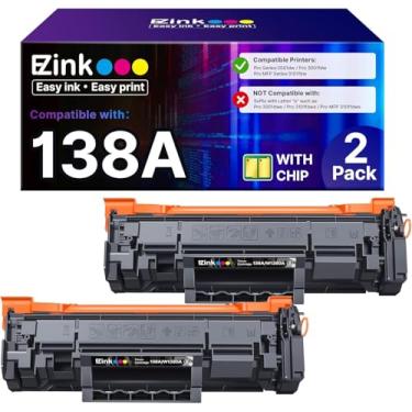 Imagem de E-Z Ink 138A W1380A Substituição para cartucho de toner preto Laserjet 138A W1380A 138X W1380X compatível com Pro 3001dw 3001fdw MFP 3101fdw Series Printer (com chip, 2 preto)