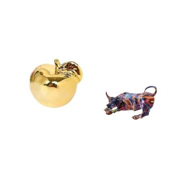 Imagem de Fenteer Escultura de Frutas, Coleção de Decoração de Estatuetas de Cerâmica, Artesanato Delicado, Ornamento Moderno, Estatuetas de Touro de Resina, Arte Color