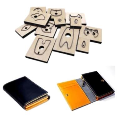 Imagem de YJIUYUANQ Carteira com zíper, suporte de cartão, matriz de corte de couro, matriz de madeira para cortador de couro, modelo de corte de metal, com base de madeira lisa para artesanato DIY 750 x 11 x