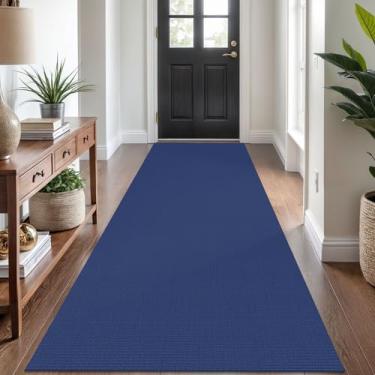 Imagem de KOZYFLY Tapete lavável para corredor de cozinha de 0,9 x 2,4 m com suporte de borracha Bobo corredor de entrada interno, corredor de carpete para hall de entrada, quarto, azul royal