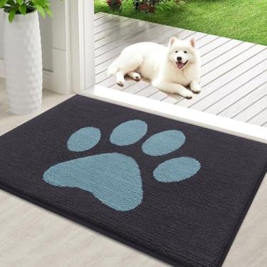 Imagem de Buganda Tapete de porta de cachorro para patas enlameadas, capachos absorventes de sujeira antiderrapante, tapete de baixo perfil lavável para cães de lama, tapete de entrada para piso interno (91 x