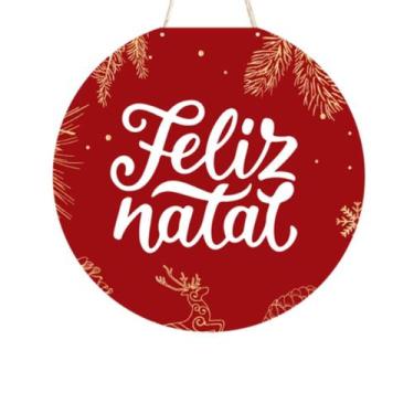 Imagem de Placa Decorativa Feliz Natal Decora Porta Parede 30cm - Belabi