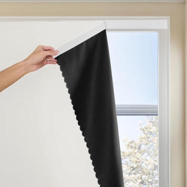 Imagem de JILRON Cortina adesiva 100% blackout sem furadeira fácil instalação para persianas de quarto com bloqueio de luz (branco 114 L x 213 cm L-1P)
