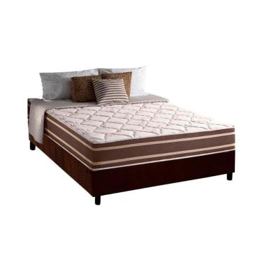 Imagem de Cama Box Casal: Colchão Molas Ensacadas Duo Sono + Base Crc Suede Brown (138x188)