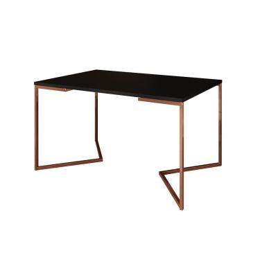 Imagem de Mesa Jantar Industrial Retangular 137X90Cm Preta Base Cobre V