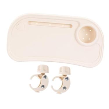Imagem de Esquirla Bandeja universal para lanches em carrinhos de bebê com porta-copos, antiderrapante, profissional, removível, acessório para carrinho de bebê, Branco