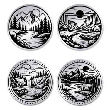 Imagem de UNICRAFTALE 2Pcs 2 Styles Mountain River Sobriety Coin Stainless Steel Recovery Chips and Medallions Affirmation Token Narcotics Alcoholics Anonymous Gifts Celebrate Living Clean Token for Women Men