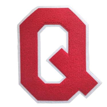 Imagem de 1 peça de patch vermelho de 16,5 cm de ferro em chenille com borda branca – Remendos do alfabeto para roupas, jaquetas, mochilas, chapéus para decoração personalizada, nome personalizado e artesanato