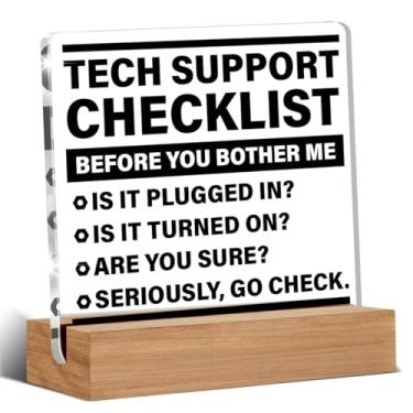 Imagem de Placa de decoração de mesa de escritório de suporte técnico, presentes nerd nerd, presentes de engenheiro, placa de acrílico transparente para escritório