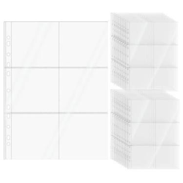 Imagem de 20 folhas de refil de álbum de fotos A4, capas transparentes para fichário, 10 x 10 cm, 6 bolsos, 11 orifícios, capas para fichário A4 (6 bolsos)