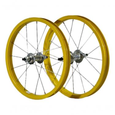 Imagem de Par Roda Aro 16 De Alumínio Amarelo Para Bicicleta Infantil