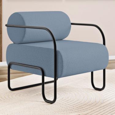 Imagem de Poltrona Decorativa Orgânica Living Miska Linho Denim - Desk Design