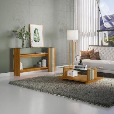 Imagem de Mesa De Centro E Aparador Ripado Para Sala Mirezi Cumaru M20 - D'rossi