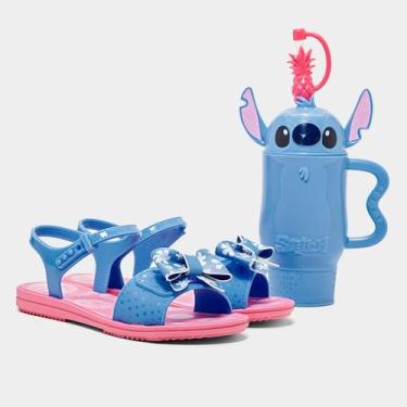 Imagem de Kit Sandália Infantil Grendene + Copo Disney Menina, Rosa, Azul, 31