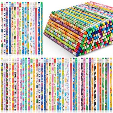 Imagem de Sabary Lápis de madeira sortido a granel 50 estilos #2 HB colorido novidade dinossauro animais frutas lápis esportivos com borrachas material de volta às aulas para crianças, estudantes, professores