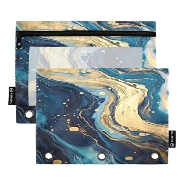 Imagem de Wassud Pastas de fichário azuis e douradas com 3 furos, pasta organizadora para casa, escritório