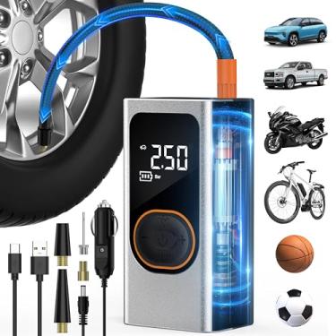 Imagem de Compressor de ar portátil para inflador de pneu-150PSI e bomba de ar portátil de 4000 mAh, visor LCD de pressão precisa, enchimento rápido 3X para carros, bicicletas e pneus de motocicleta, bolas 02
