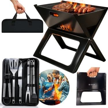 Imagem de Kit Churrasco Completo Portátil Varanda Gourmet Apartamento - Genérico