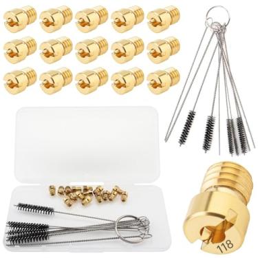 Imagem de Windance Kit de bocal de jato principal de carburador de latão 16 peças adequado para Nibbi Keihin Nibbi Keihin CVK PE PZ CV VB VD VE GY6 99101-393 99101-GHB-000 com escovas de agulhas de limpeza (#80