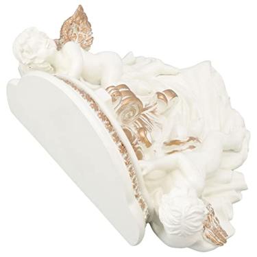 Imagem de ZAWELIYO Prateleira de Parede de Anjo de Resina, Rack Decorativo Requintado para Quarto, Sala de Estar, Cozinha, Material de para Decoração de Casa Em Estilo Europeu (Bege Dourado)