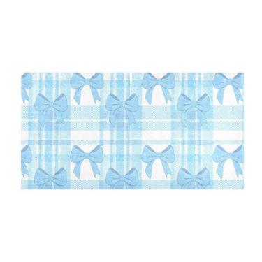 Imagem de Burbuja Tapete de corredor azul arcos xadrez tapete de cozinha antiderrapante tapete de borracha para corredor, quarto, sala de estar, decoração de entrada, lavável na máquina, 51 x 99 cm