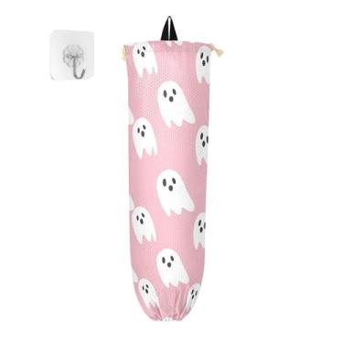 Imagem de xigua White Ghosts Suporte de parede para saco de plástico com cordão, pacote com 2, organizador de sacolas de compras reutilizáveis, decoração para bolsas, meias, roupas íntimas e gravatas